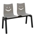 SMILE 2, dřevěná lavice do čekárny, 2-sedák, šedá, kostra černá